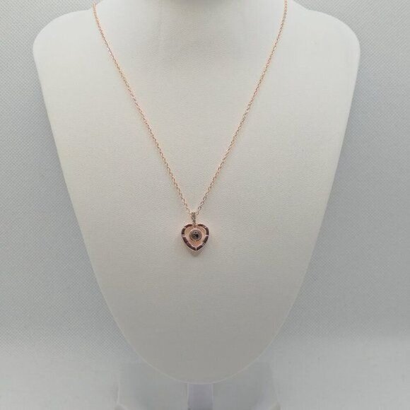 Rose Golden Heart-Shaped Pendant with Microprinting NWOT - Picture 2 of 8